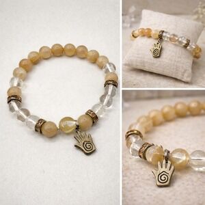 Peach‎ Moonstone Quartz Bracelet Spiral Hand Charm Witchy Boho Apothecary